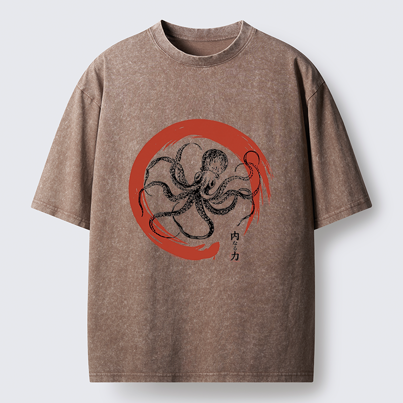Tokyo-Tiger Zen Octopus Washed T-Shirt
