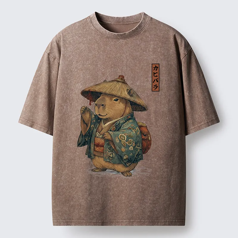 Tokyo-Tiger Traveling Capybara Washed T-Shirt