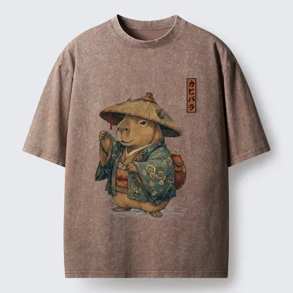 Tokyo-Tiger Traveling Capybara Washed T-Shirt