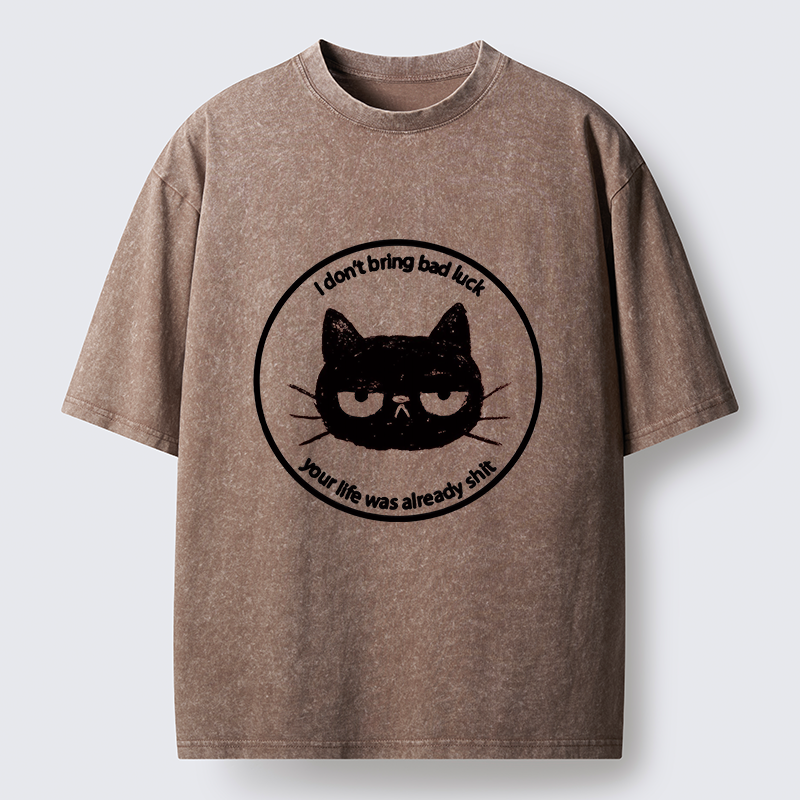 Tokyo-Tiger Black Cat Won't Bring Bad Luck Washed T-Shirt