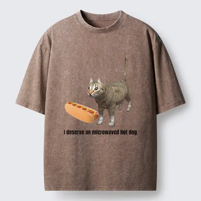 Tokyo-Tiger Microwaved Hot Dog Washed T-Shirt