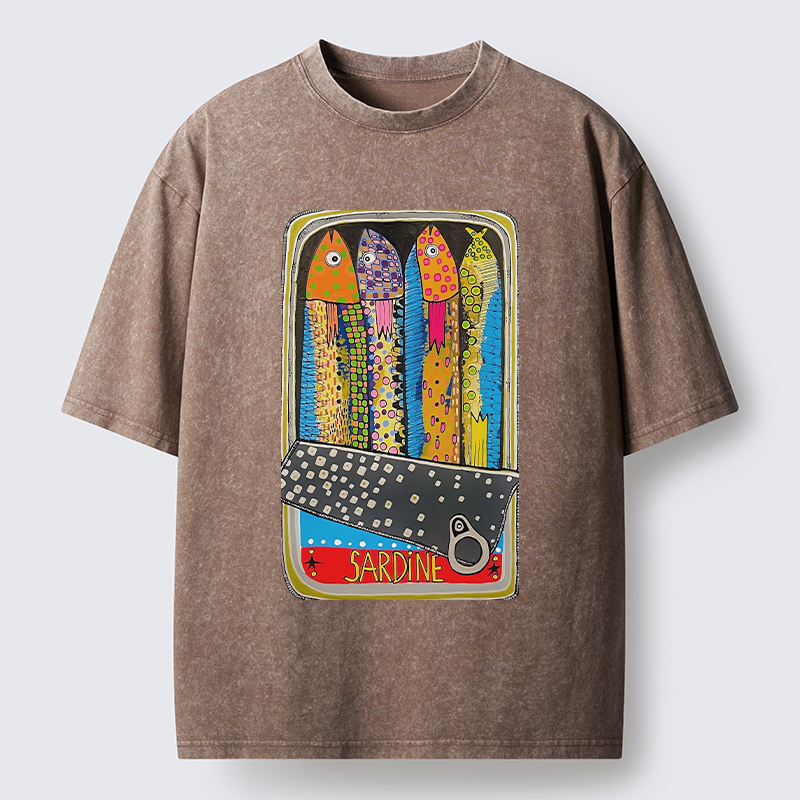 Tokyo-Tiger Colorful Sardines Washed T-Shirt