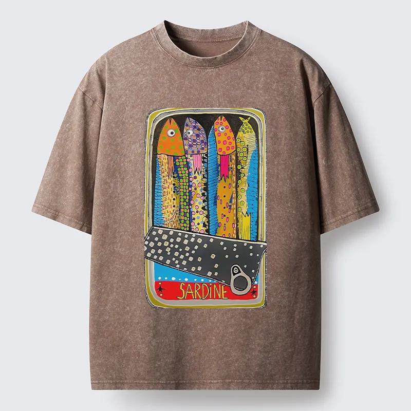 Tokyo-Tiger Colorful Sardines Washed T-Shirt