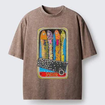 Tokyo-Tiger Colorful Sardines Washed T-Shirt