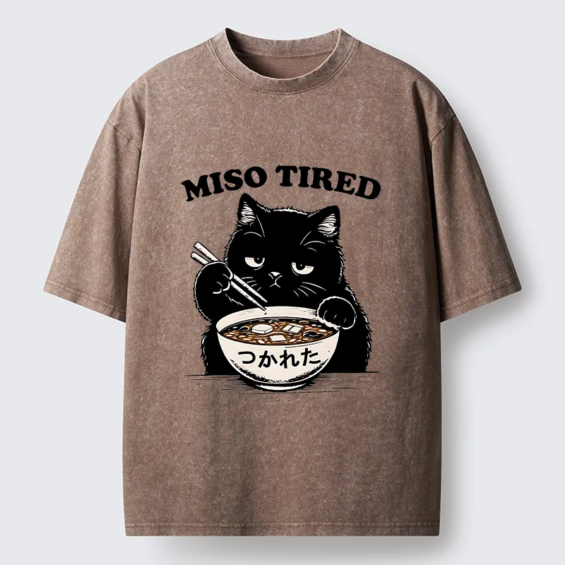 Tokyo-Tiger I Am So Tired Cat Washed T-Shirt