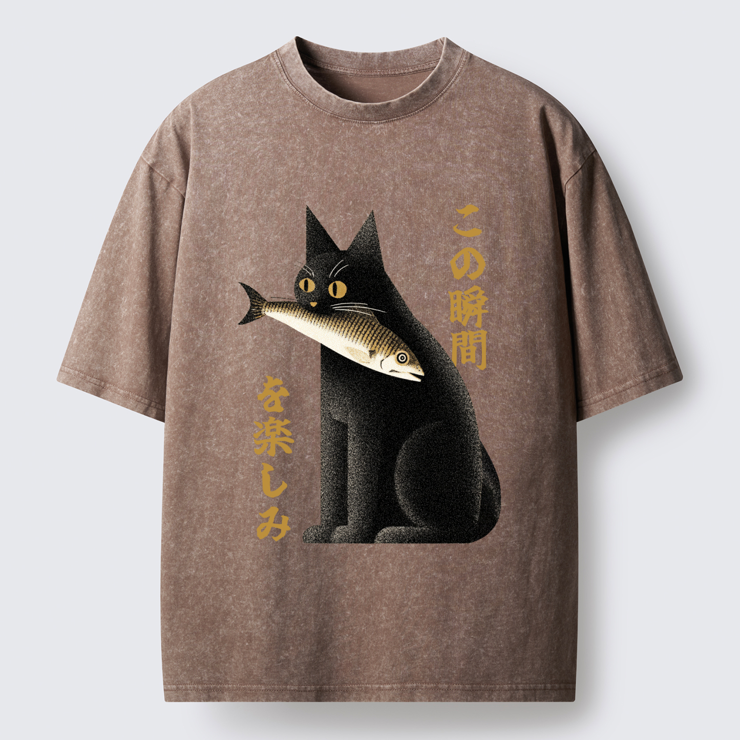 Tokyo-Tiger Enjoy The Cat Enjoys The Moment Washed T-Shirt