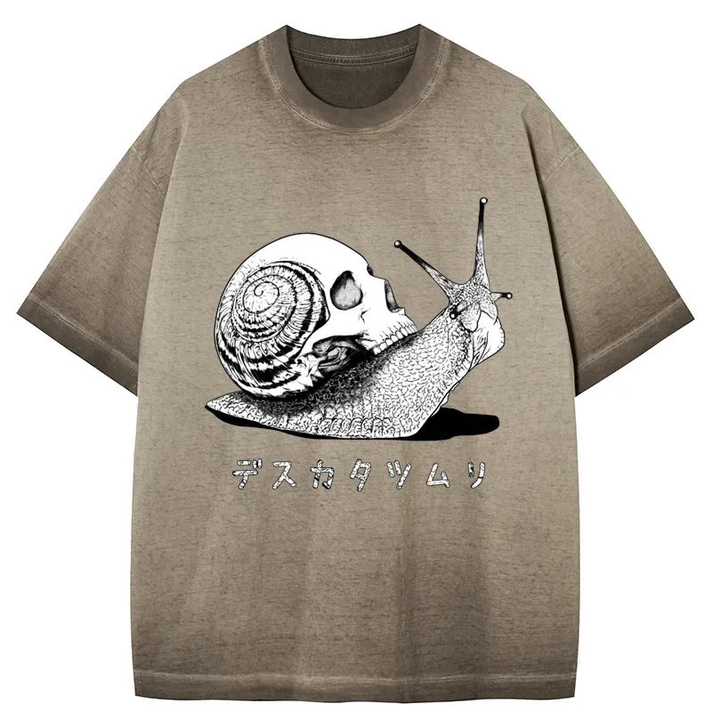 Tokyo-Tiger Death Snail Manga Gradient Washed T-Shirt
