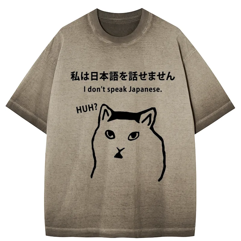 Tokyo-Tiger I Don't Speak Japanese Gradient Washed T-Shirt