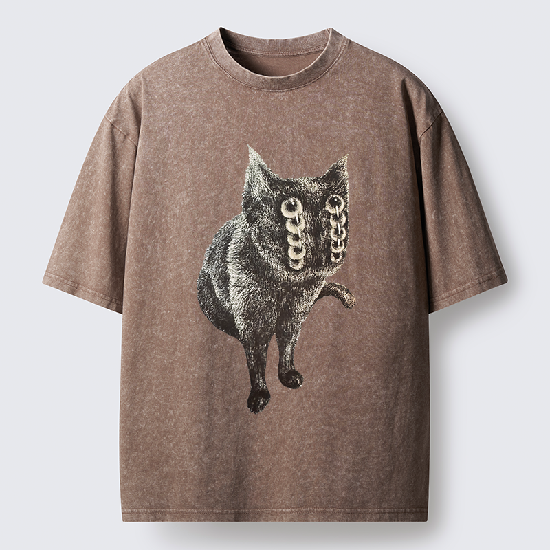 Tokyo-Tiger Fast-moving Cat Washed T-Shirt