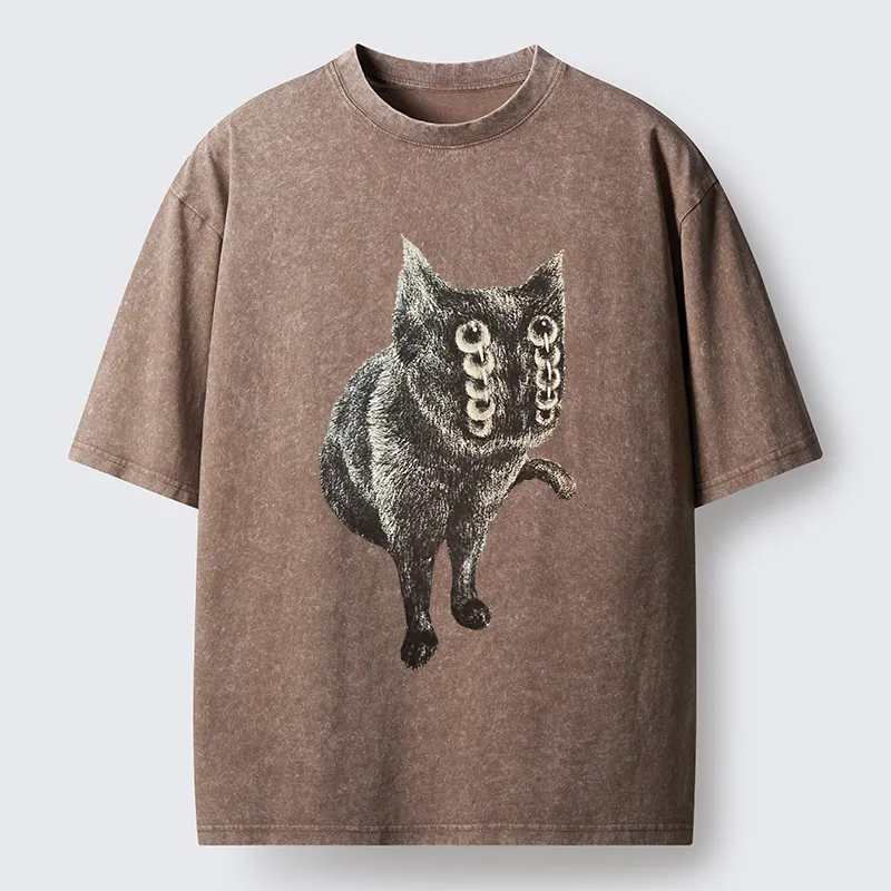 Tokyo-Tiger Fast-moving Cat Washed T-Shirt