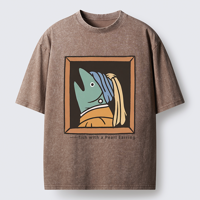 Tokyo-Tiger Fish With A Pearl Earring Washed T-Shirt