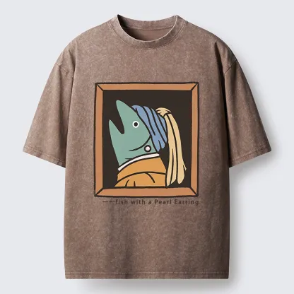 Tokyo-Tiger Fish With A Pearl Earring Washed T-Shirt