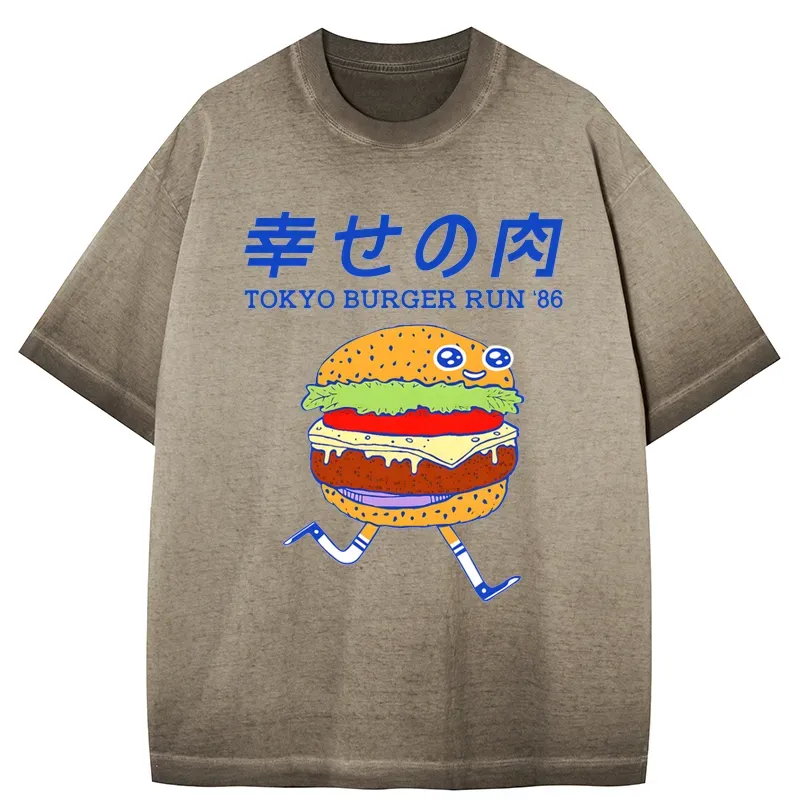 Tokyo-Tiger Tokyo Burger Run Japanese Gradient Washed T-Shirt