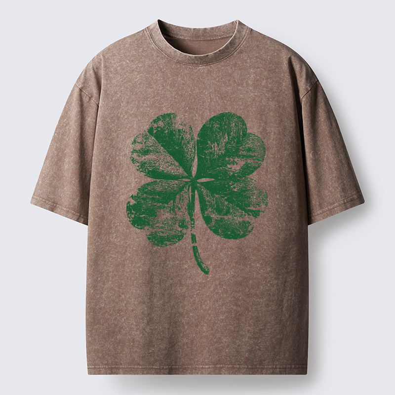 Tokyo-Tiger Lucky Four-leaf Clover Of St. Patrick's Day Washed T-Shirt
