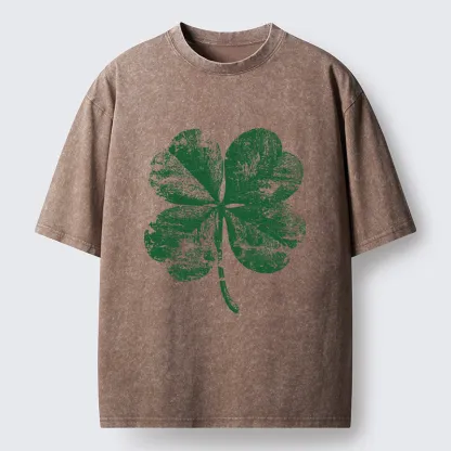 Tokyo-Tiger Lucky Four-leaf Clover Of St. Patrick's Day Washed T-Shirt