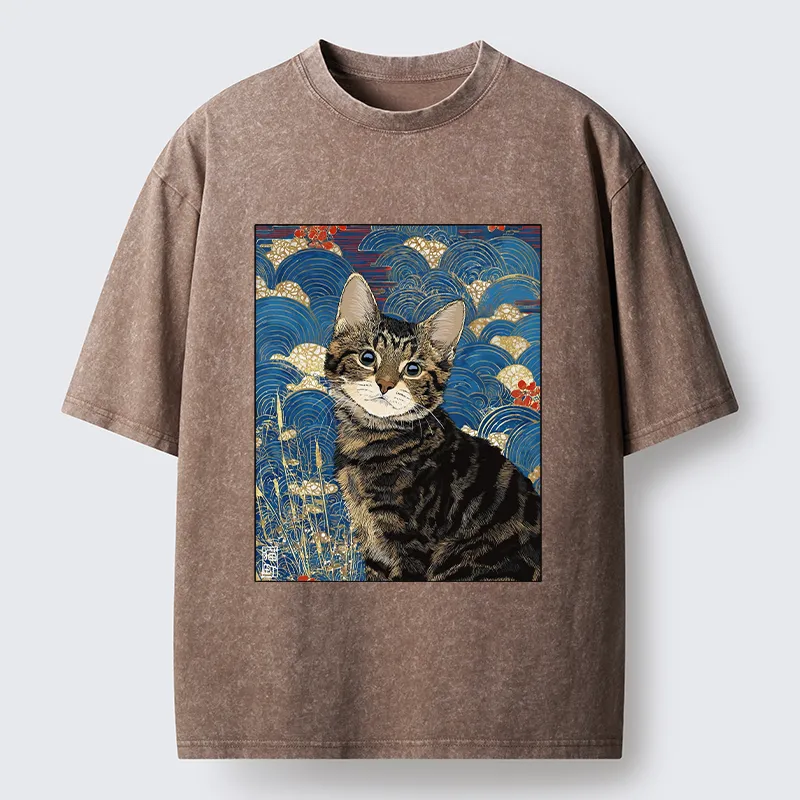 Tokyo-Tiger Elegant Kitten Washed T-Shirt