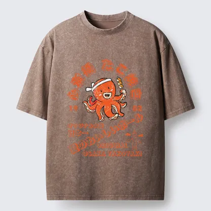 Tokyo-Tiger Delicious Takoyaki Washed T-Shirt