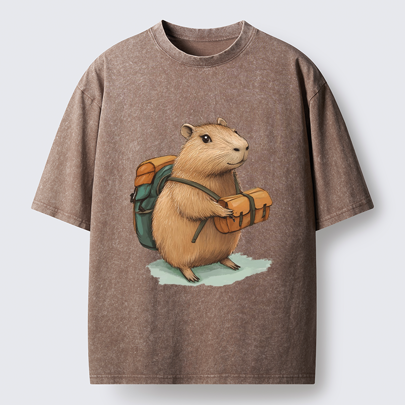 Tokyo-Tiger Traveling Capybara Washed T-Shirt