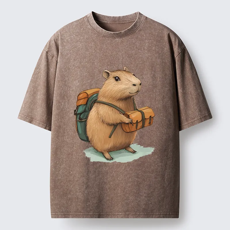 Tokyo-Tiger Traveling Capybara Washed T-Shirt