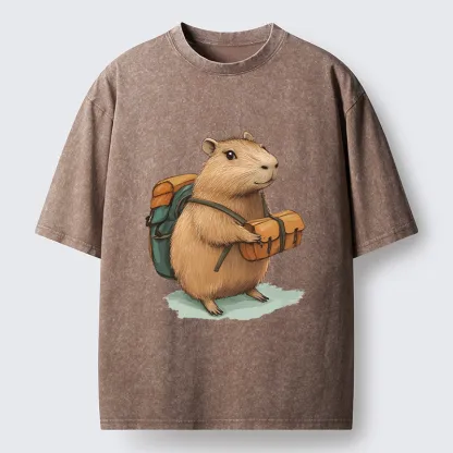 Tokyo-Tiger Traveling Capybara Washed T-Shirt