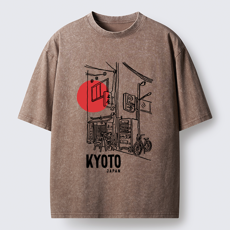 Tokyo-Tiger Kyoto Travel Street Washed T-Shirt