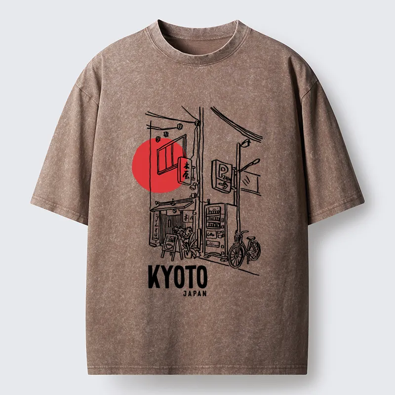 Tokyo-Tiger Kyoto Travel Street Washed T-Shirt