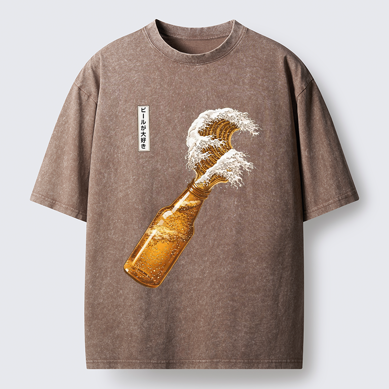 Tokyo-Tiger Beer Wave Washed T-Shirt