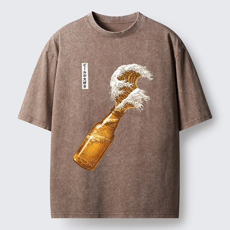 Tokyo-Tiger Beer Wave Washed T-Shirt