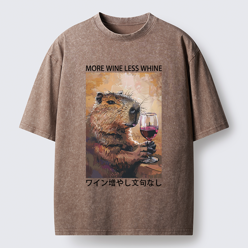 Tokyo-Tiger More Wine Less Whine Washed T-Shirt