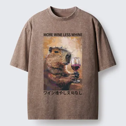 Tokyo-Tiger More Wine Less Whine Washed T-Shirt