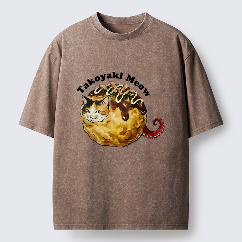 Tokyo-Tiger Takoyaki Meow Washed T-Shirt