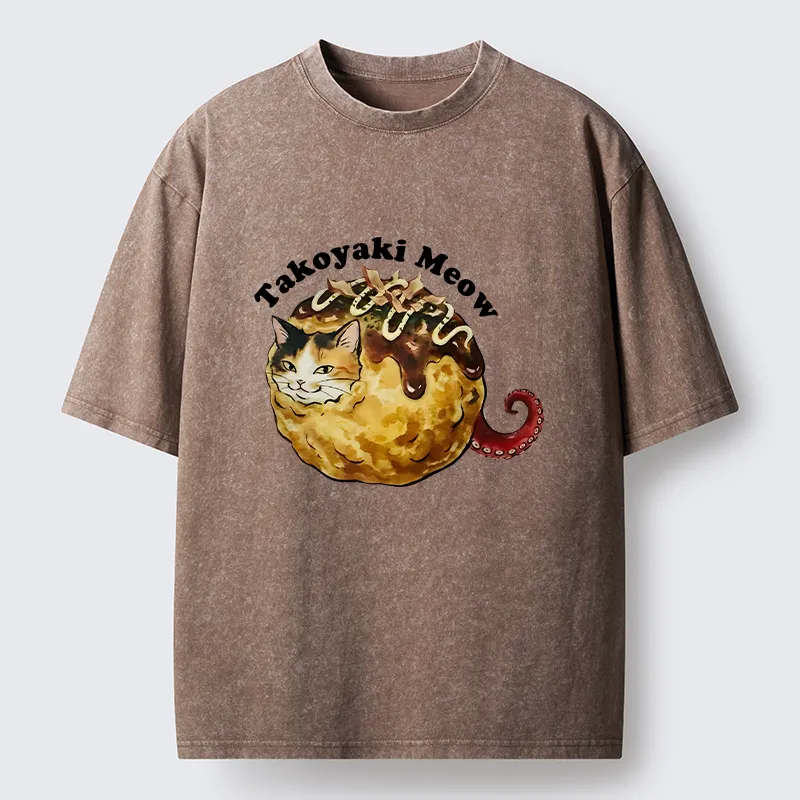Tokyo-Tiger Takoyaki Meow Washed T-Shirt