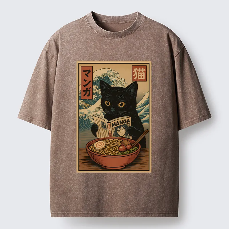 Tokyo-Tiger Cat's Japanese Life Washed T-Shirt