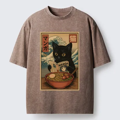 Tokyo-Tiger Cat's Japanese Life Washed T-Shirt