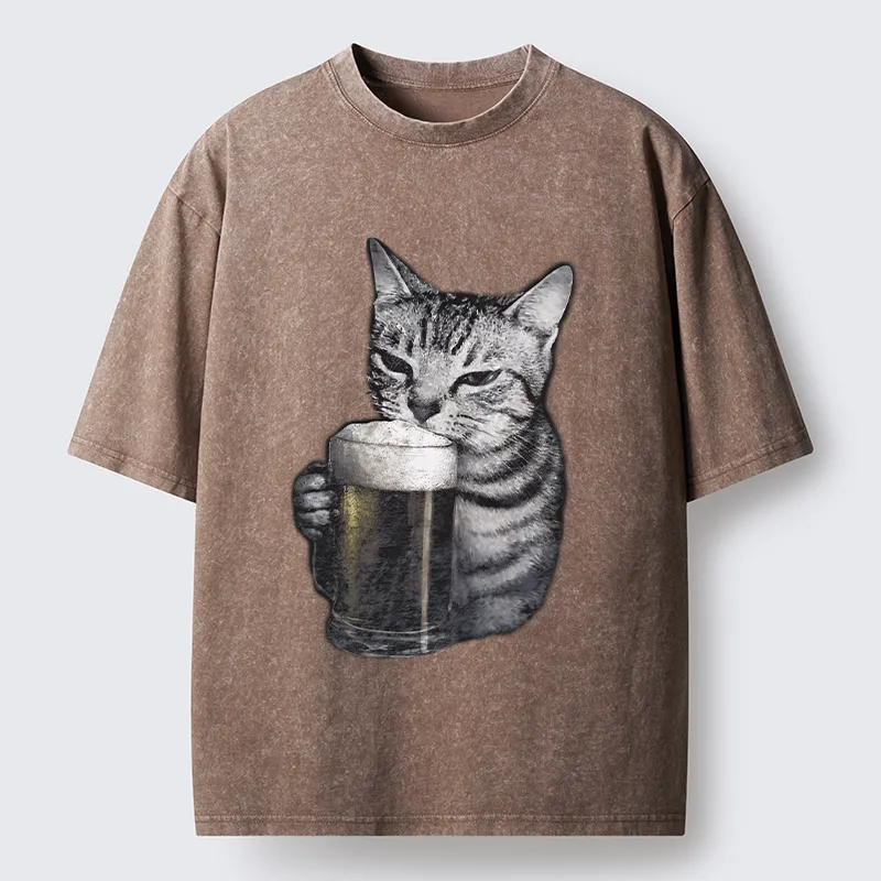 Tokyo-Tiger Cheers With The Cat Washed T-Shirt
