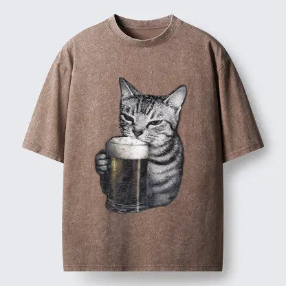 Tokyo-Tiger Cheers With The Cat Washed T-Shirt