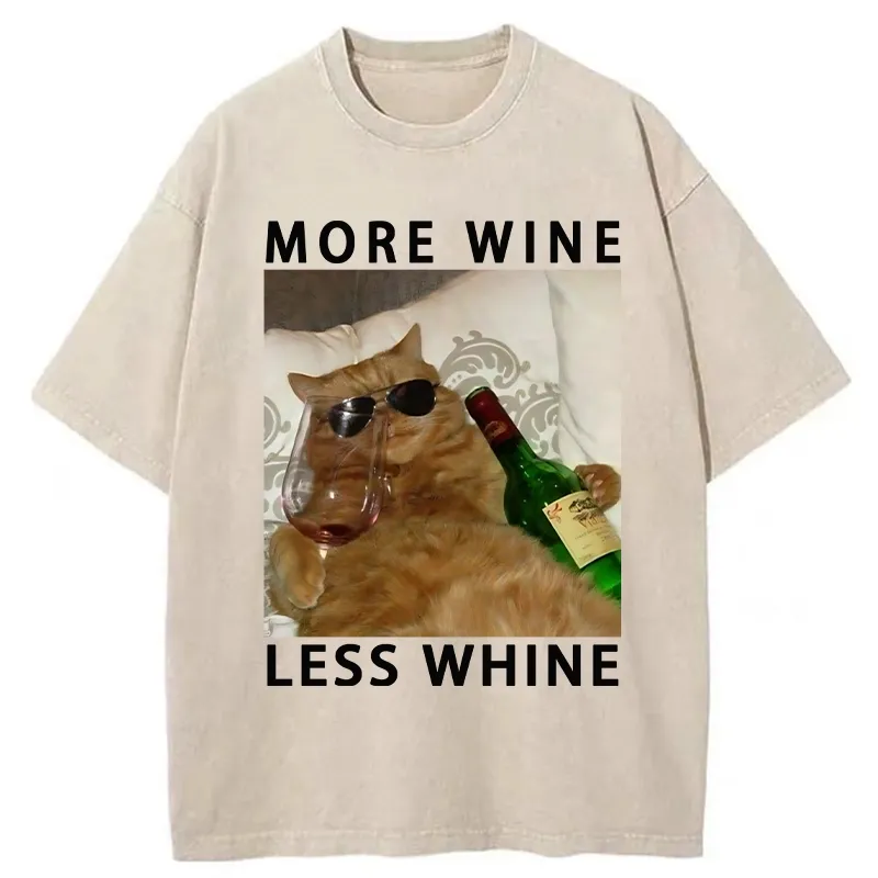 Tokyo-Tiger More Wine Less Whine Washed T-Shirt