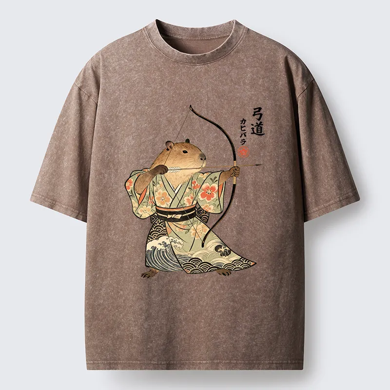Tokyo-Tiger Capybara Archery Washed T-Shirt