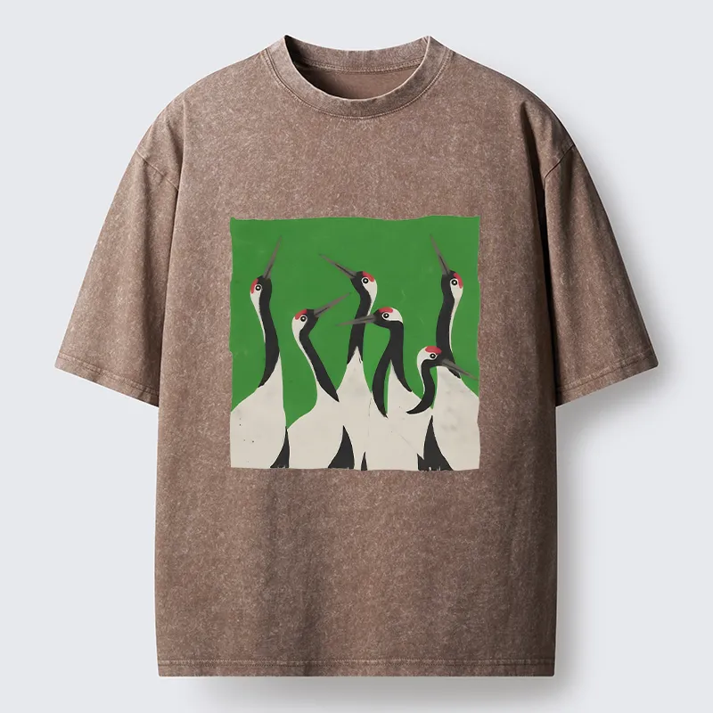 Tokyo-Tiger Crane Flock Washed T-Shirt