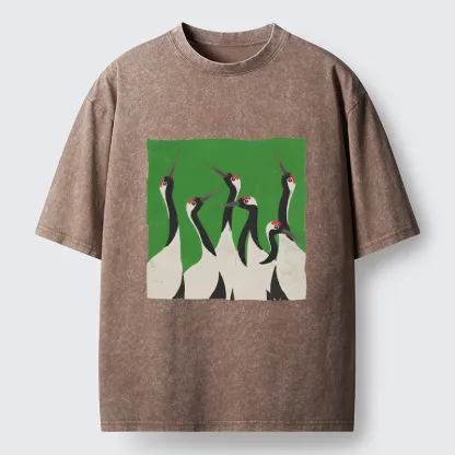 Tokyo-Tiger Crane Flock Washed T-Shirt