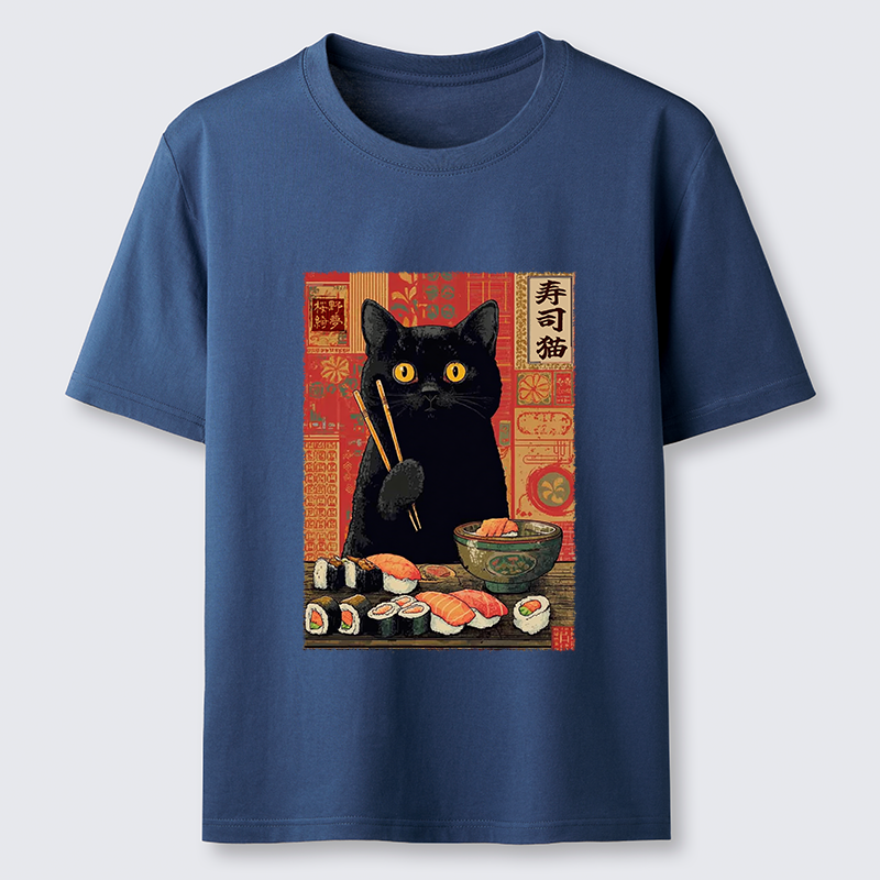 Tokyo-Tiger Neko Eats Sushi Classic T-Shirt