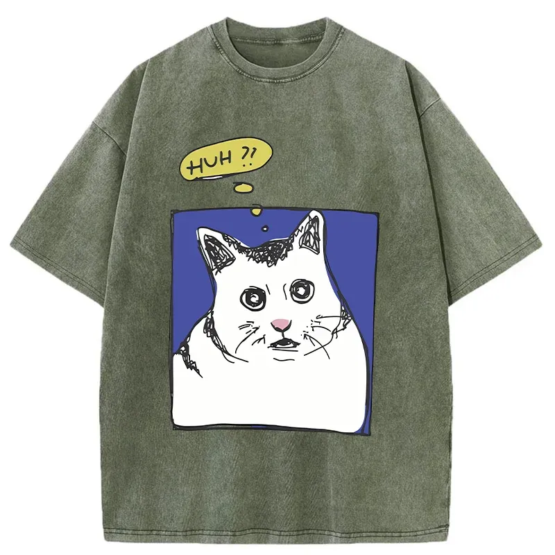 Tokyo-Tiger Confused Cat Meme Washed T-Shirt