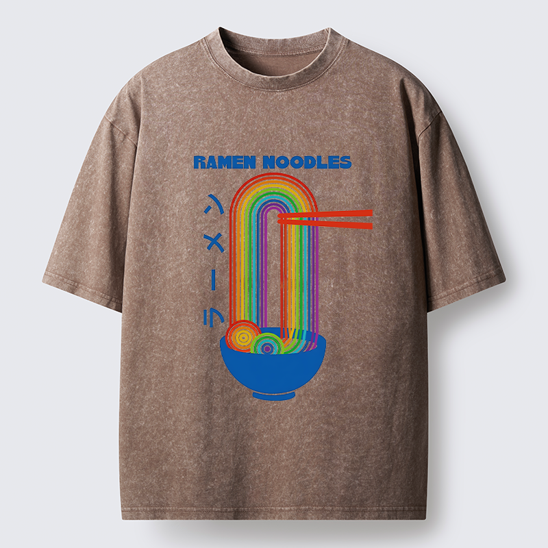 Tokyo-Tiger Ramen Rainbow Washed T-Shirt
