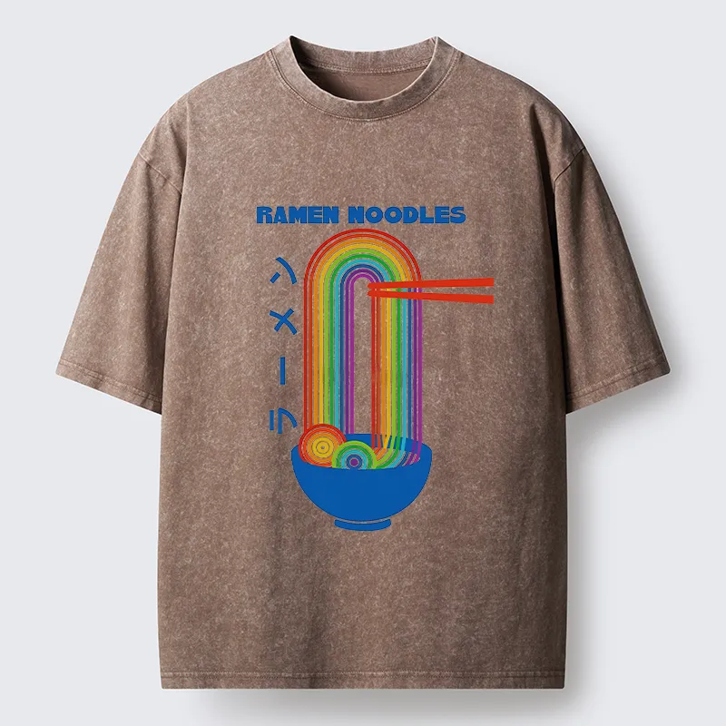 Tokyo-Tiger Ramen Rainbow Washed T-Shirt