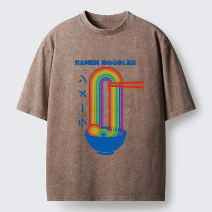 Tokyo-Tiger Ramen Rainbow Washed T-Shirt