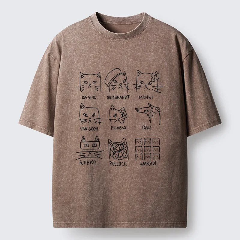 Tokyo-Tiger Artistic Cats Washed T-Shirt