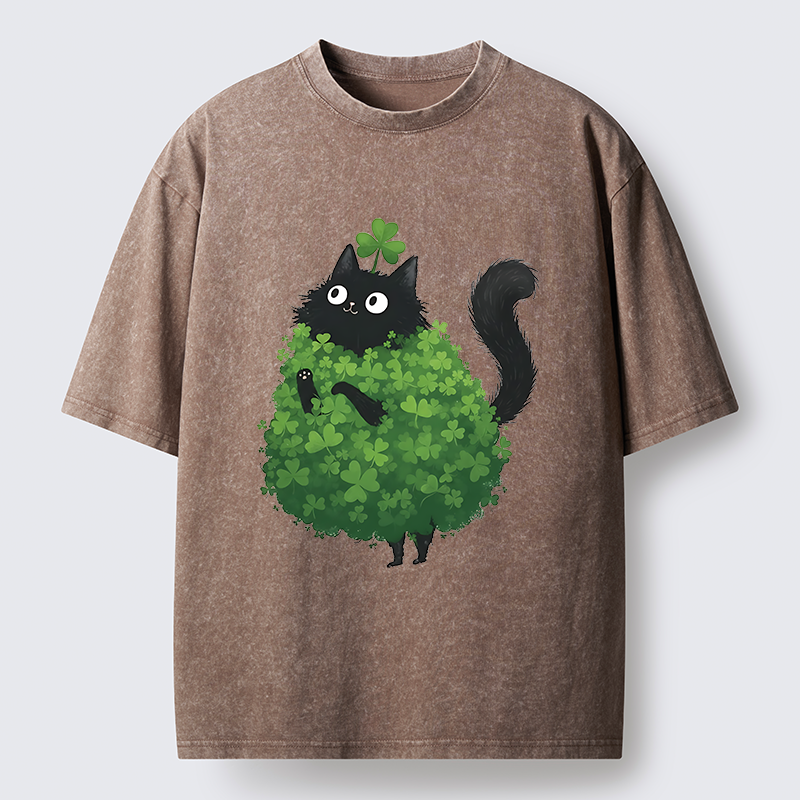 Tokyo-Tiger St. Patrick's Day Decorated Cat Washed T-Shirt