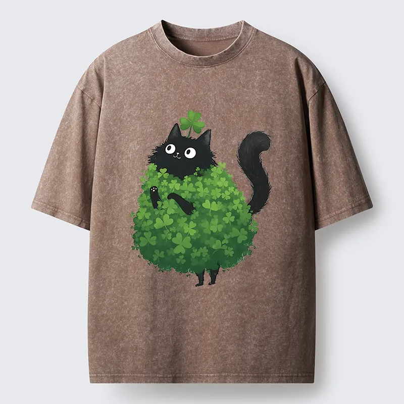 Tokyo-Tiger St. Patrick's Day Decorated Cat Washed T-Shirt