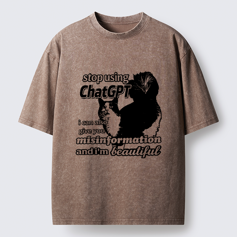Tokyo-Tiger Stop Using Chatgpt Washed T-Shirt