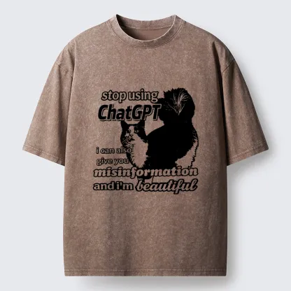 Tokyo-Tiger Stop Using Chatgpt Washed T-Shirt